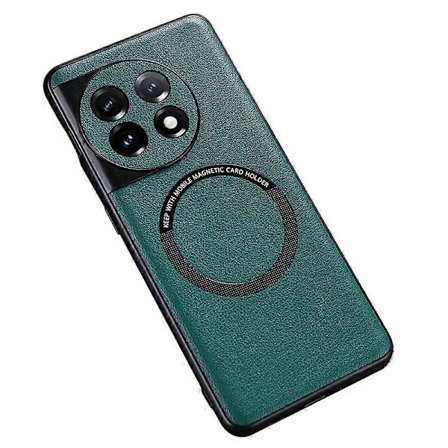 Magnetisk telefoncover til OnePlus 11 5G, PU læderbelagt TPU+PC elektropletteret bagcover