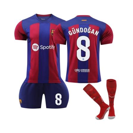 (2023/24 Barcelona Home #8 Gündo?an Fotbollströja Set 22(130-135CM)