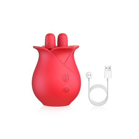 Rosleksak Vibrator för Kvinnor, Klitoris Tungslickande Stimulator (Röd)