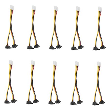 10 stk SATA-strømssplitter 1 inn 2 ut IDE-SATA-konvertersplitter-strømkabel for å gi strøm