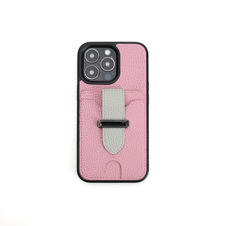 iPhone 14 Pro Kortveske med Håndleddsstropp og Stativ (Rosa)