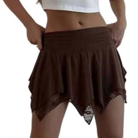 Kjol Dam Enfärgad Plisserad Spetsfodrad Tvålagers Sexig Kjol