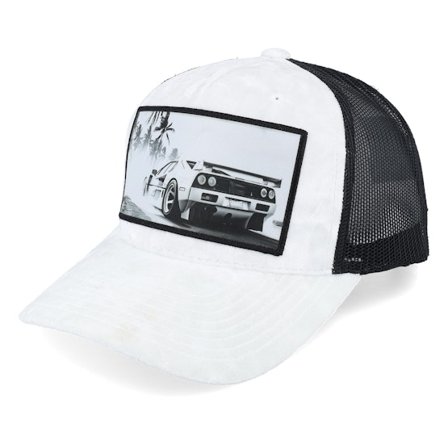 Calza Pennello - White trucker Lippis - Sportscar White/Black A-frame Trucker @ Hatstore