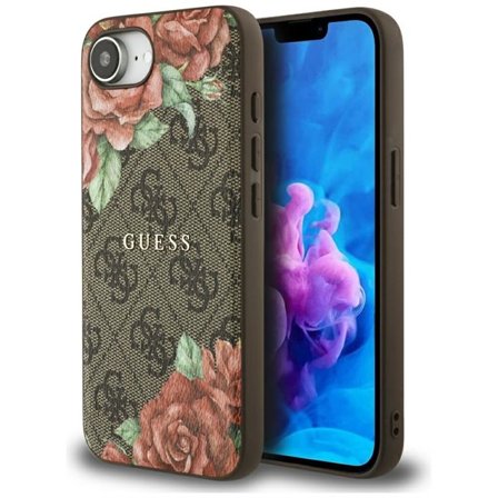Guess 4G Flowers Print MagSafe-fodral för iPhone 16e - brunt