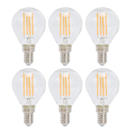 6-pakning E12 LED G45 Vintage Klar Glasspære 4W Varmt Lys 110V Hjemmeinnredning