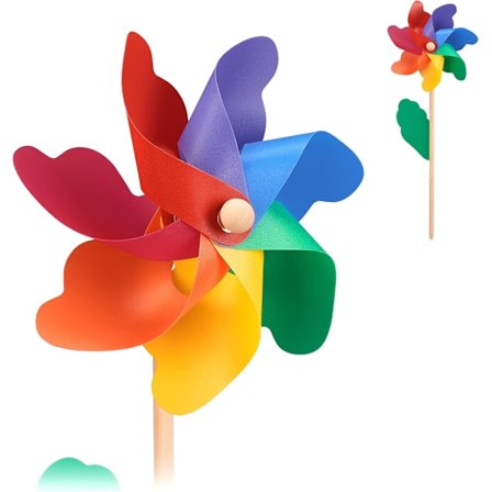 Vindmøllesett 2, Vindspill, Vindmøller for Balkong, Hage, Tre og PP, Flerfarget