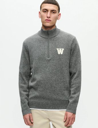 WOOD WOOD Wwtay Half Zipper 25081 - Grey - M