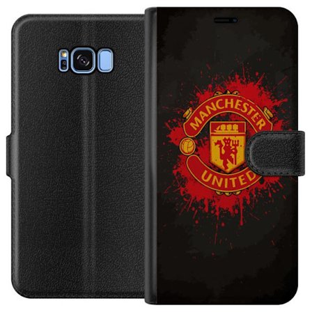 Kompatibelt Lommeboketui til Samsung Samsung Galaxy S8 Manchester United logo i rød og gul farge med røff sportslig bakgrunn