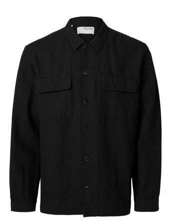 Slm-Leroy Linen Blend Overshirt Ls Noos Black Selected