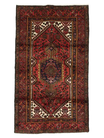 Hamadan Teppe Håndknyttet 100X176 Svart/Mørk Rød Persia