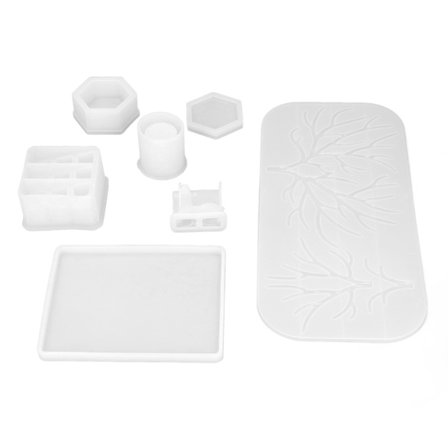 7 STK DIY Krystal Epoxy Resinforme Hjorteformet Makeup Smykke Display Bakke Silikoneform