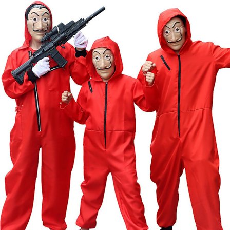 Kids Adult La Casa De Papel Cosplay Halloween Costume With Mask Set -a