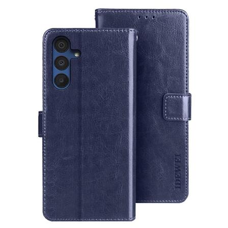 For Samsung Galaxy A15 5G Etui Crazy Horse Texture Lær Lommebok Deksel Dark Blue