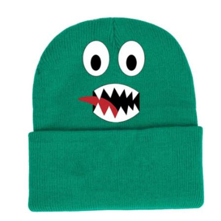 Rainbow Friends Stickad Mössa Tryckt Hatt Vinter Barn Present Green