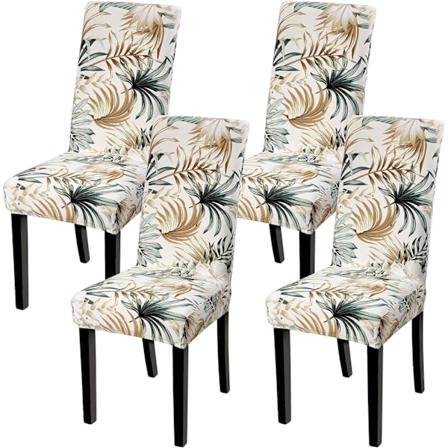 4-pakks julebordstolsdeksler, stretch, avtagbare og vaskbare med blomstermønster Flower Pattern 4