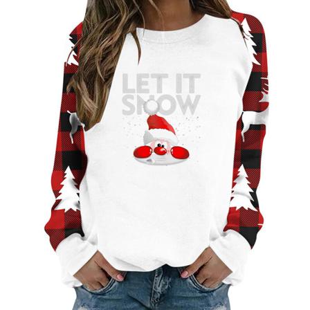 Långärmad Tröja För Kvinnor Med Crew-neck Jultröjor