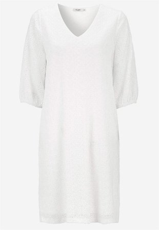 Cellbes of Sweden - Jersey-kjole med hullbroderi i hvit for damer i størrelse 34/36