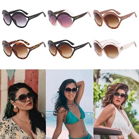 Kvinnor Cat Eye Solglasögon Oversized ihålig ram Black Gradient Solglasögon