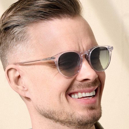 Lunettes de soleil New Depp rondes vert cristal avec monture imitation corne pour hommes - Lunettes de soleil Rétro - pour Hommes - Trendhim x 