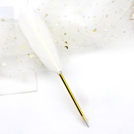 Fjerpen Kuglepenne HVID