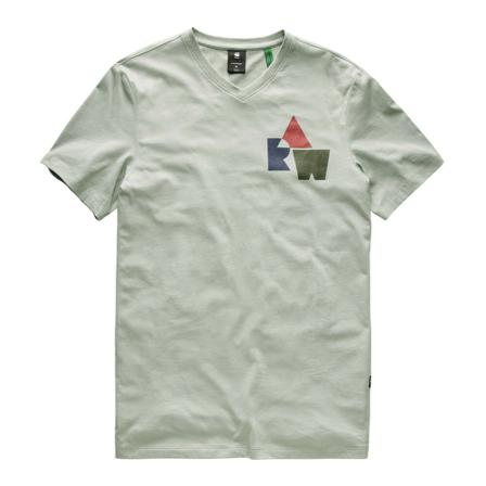 G-star, T-Shirt- GS Chest Graphic Slim FIT V-Neck S/S Groen, Heren, Maat:M,print