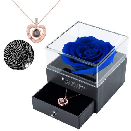 Evigt Bevarad Rosblomma Presentförpackning Blå