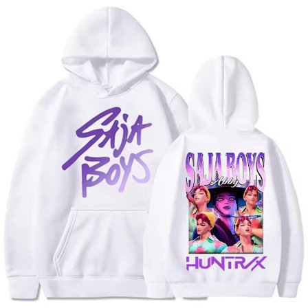K-Pop Hoodie, Höst- och vinterfleecefodrad långärmad lös avslappnad tröja - Vit, Storlek 7- M