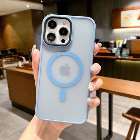 iPhone 17AIR Skal Far Peak Blå Mjuk Färg Magnetisk Matt Finish