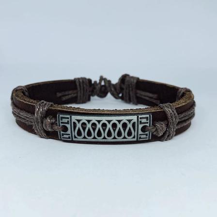 Handgjort Armband I Autentisk Läder Brun För Män Metall Brun One Size