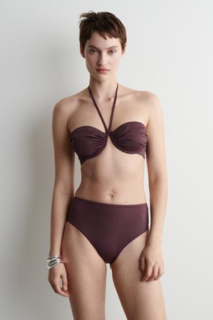 COS Femme Haut De Bikini Froncé Armatures Et Encolure Licou in Rouge