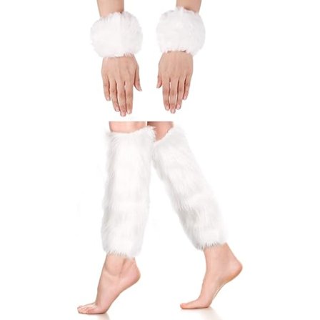 2 Par Faux Fur Manschetter Pels Lange Benvarmere