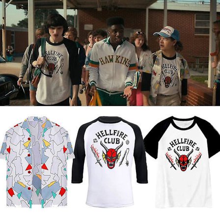 Stranger Things 4 Hellfire Club caps/t-skjorter/skjorter/antrekksett for voksne og barn Kortarmet T-skjorte S