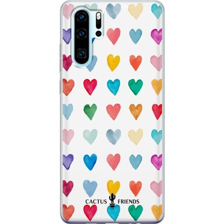 Yhteensopiva Puhelinkuori Huawei Huawei P30 Pro Cactus and Friends - Watercolor Love Grid