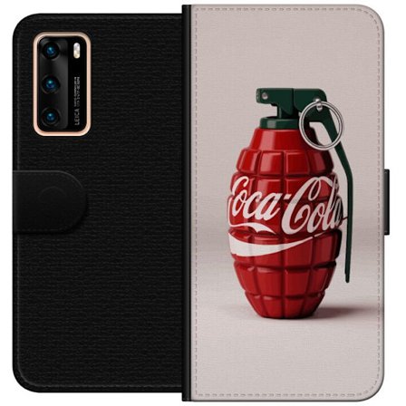 Kompatibelt Lommeboketui til Huawei Huawei P40 Kunstnerisk illustrasjon av Coca Cola granateple i rødt og grønt, pop art inspirert motiv med lekende