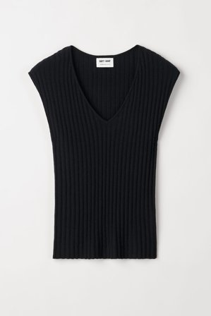 Soft Goat - V-neck Top - XL - Black