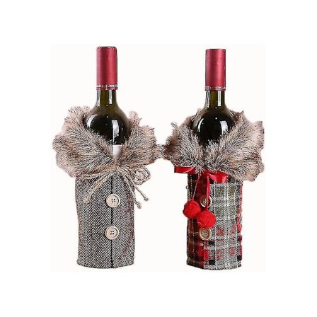 2 stk. Julevinflaskehætter og rødvinstaske til genanvendelig Wi
