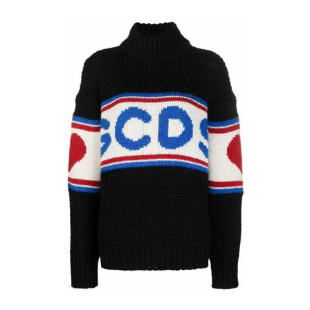 Gcds, NEW Logo Turtleneck Czarny, Kobieta, Rozmiar: S