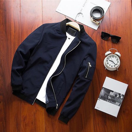 Herre Slim Fit Softshell Lynlås Baseball Flight Bomber Jakke Til Forår