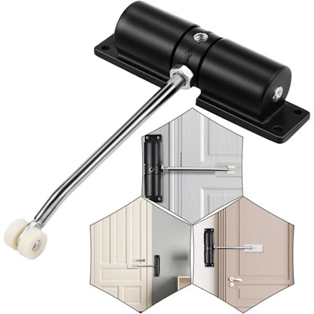 Automatisk dørlukker med fjeder, justerbar dørlukker med fjeder til indvendige døre, lydløs automatisk dørlukning til dørvægte 20-35 kg, med 