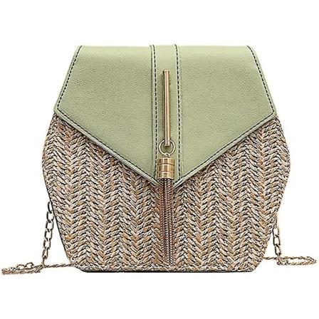 Halm Crossbody Taske Kvinder Vævet Skuldertaske Rund Sommer Strand Tote Pung Og Håndtasker