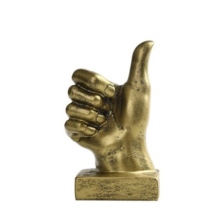 1 x guld bordsstaty med gest, guld fingerskulptur, finger