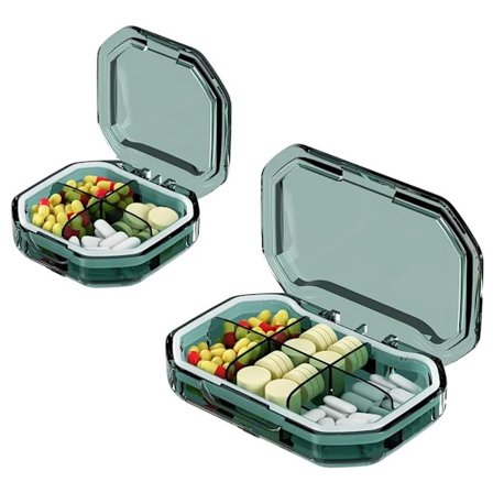 Lille pilleæske med 4 rum + 6 rum, rejsepilleæske opbevaringspose bærbar pilleæske skillevæg fugtsikker pilleæske,