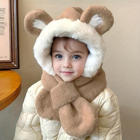 Vinterlue & Skjerfsett med katteører - Varmt og tykt for barn 3-8 år