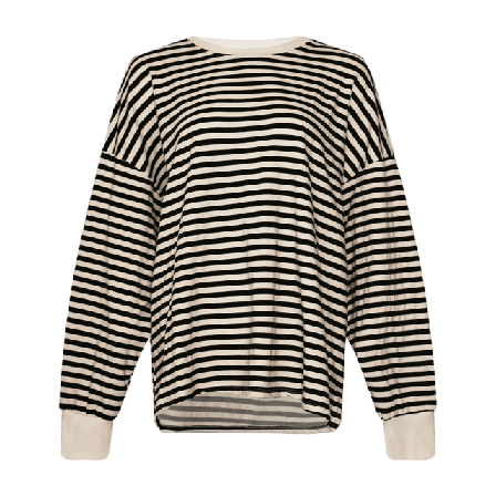 Tiffany Inga, Oversize Blouse - Black/white Stripes Blusar Dam Svart ONESIZE