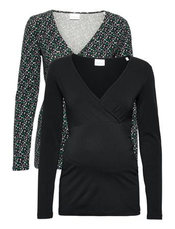 Mljamy Tess L/S Jersey Top 2-Pack 2F T-shirts & Tops Long-sleeved Musta Mamalicious