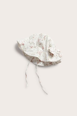 Newbie | Blommig solhatt med rosett Offwhite 44/46 | Offwhite
