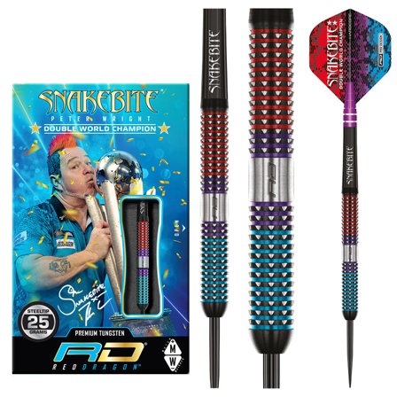 Red Dragon Darts Snakebite Spirit Peter Wright Tungsten Steel-Tip Darts 21g/23g/25g Professional Flights Double World Champion