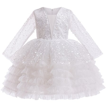 Pailletkjole til Piger - Brudepige, Bryllup, Kongelig, Fest, Kommunion