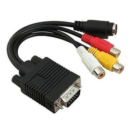 VGA til S-Video 3 RCA Komposit AV TV Udgang Adapter Konverter Kabel til PC Laptop