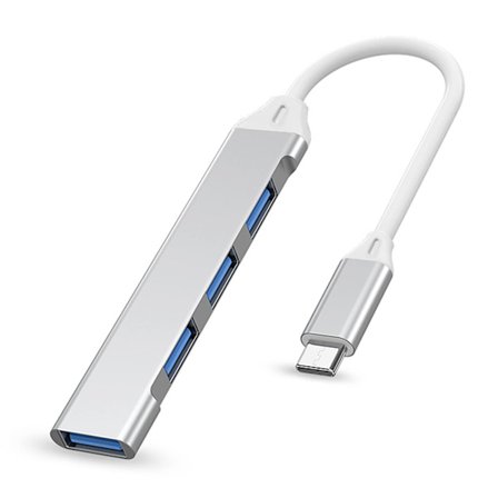 Typ-C-hub, ultratunn 4-portars USB 3.0/2.0-hub med USB A till USB C-adapter, kompatibel med MacBook, Mac Pro, PC, flash-enhet och mobil hårddisk